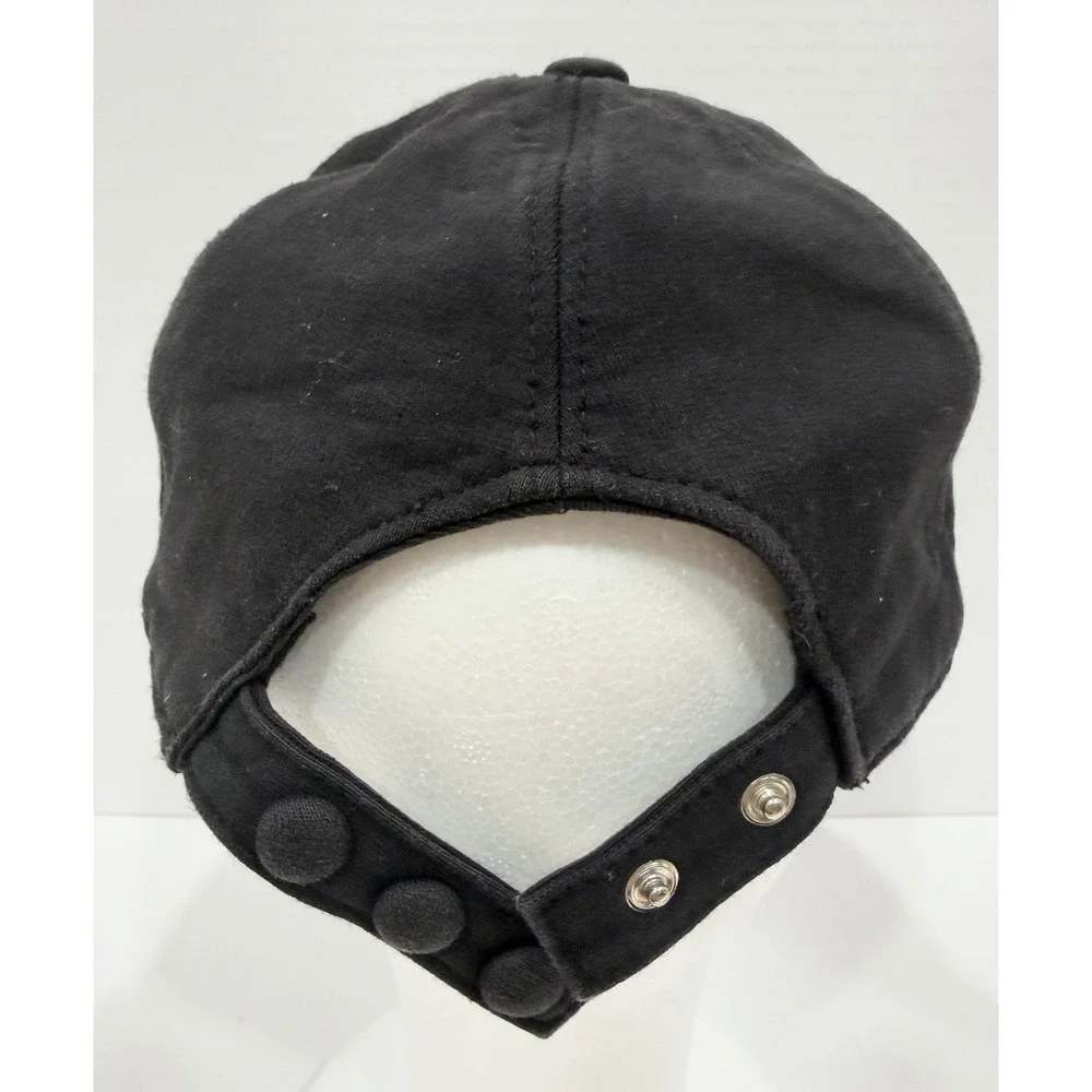 Burberry TB Logo Cotton Baseball Cap Black Checked Brim Mens Medium Hat